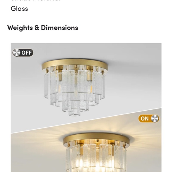 Brand new in box gold 3 light flush mount ceiling light - Picture 3 of 7